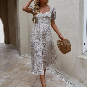 Floral print puff sleeve dress